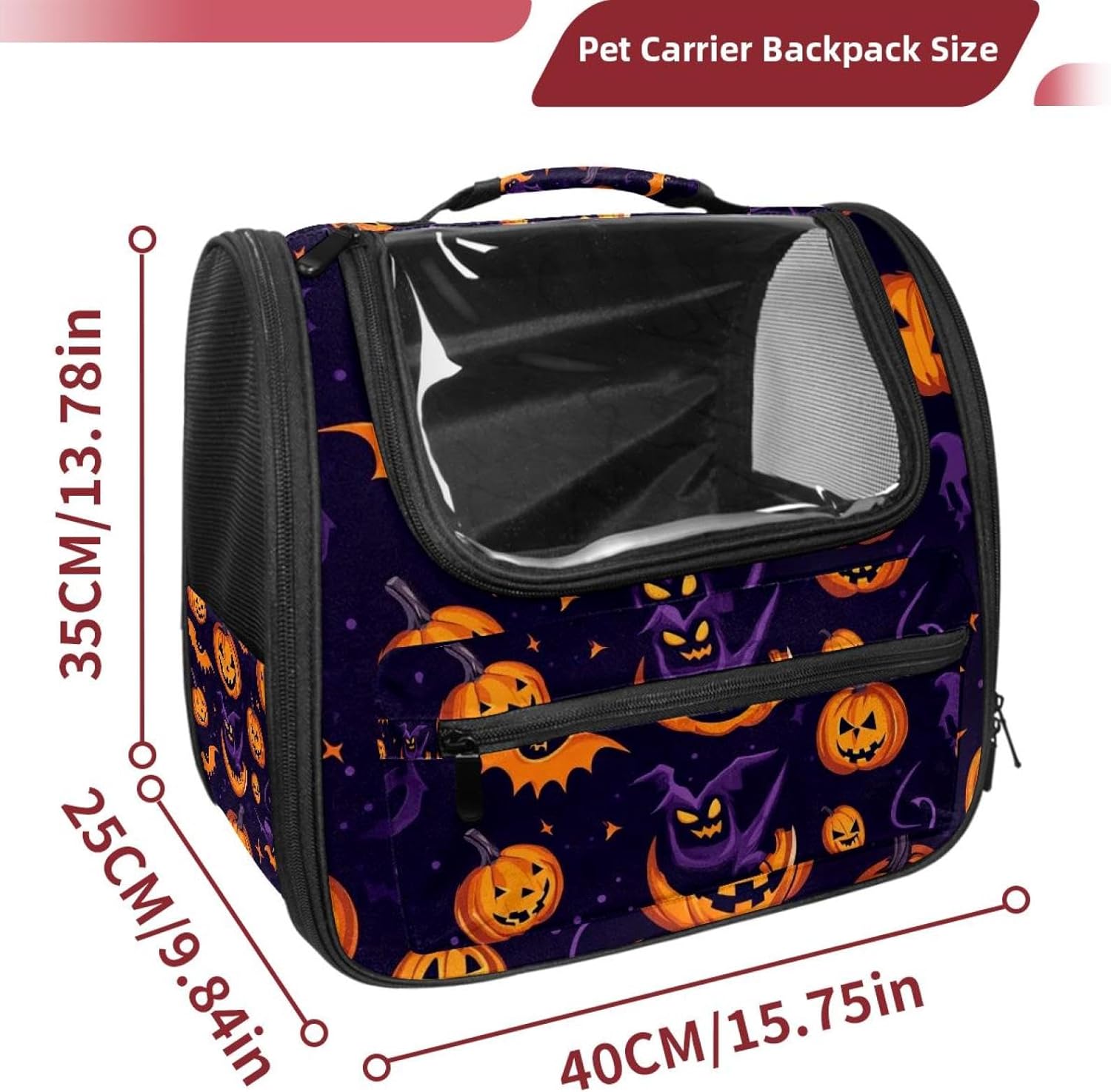 Portable Travel pet Backpack Carrier Hamster Bag Small Dog cat Carrier Breathable Hang Bag, Halloween