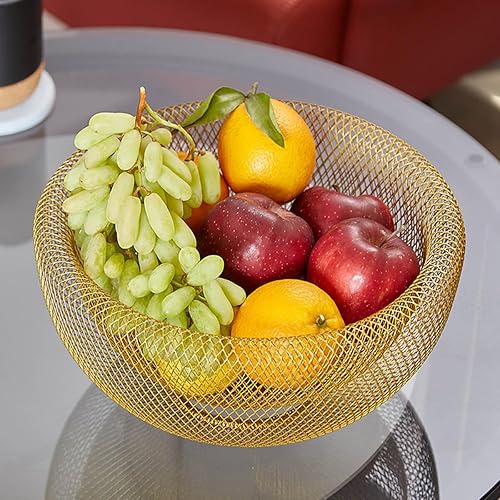 Miniatura 3 de MEVOPHEE Frutero de malla con alambre de metal, cesta de frutas y verduras para mostradores, soporte de cocina dorado para el hogar, centro de mesa