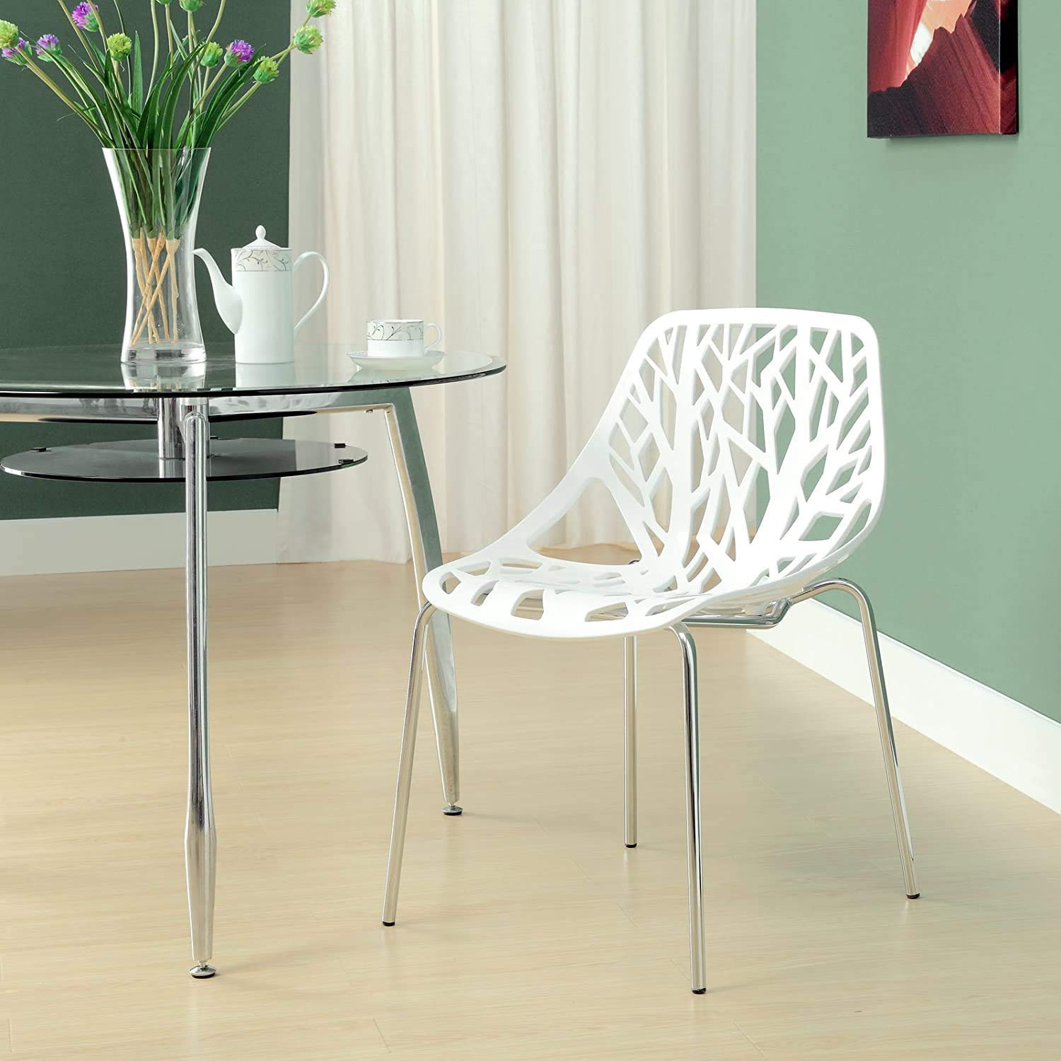 Apartment Living Room Chairs Set Of 6 White Stacking Dining Chairs ...
