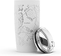 Vista 66 de Well Told Vaso de café aislado con mapa de Washington DC grabado, taza de acero inoxidable grabada (20 onzas, blanco) con aislamiento de mapa