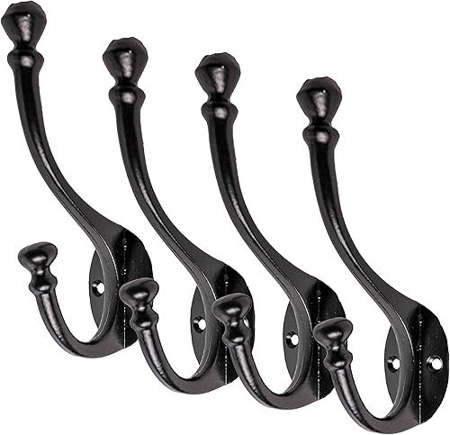 Miniatura 7 de CRAFTSMAN ROAD Ganchos de pared vintage de hierro fundido (negro, juego de 4) - Rustic, Ganchos para abrigos de granja  Abrigos, bolsos, toallas,