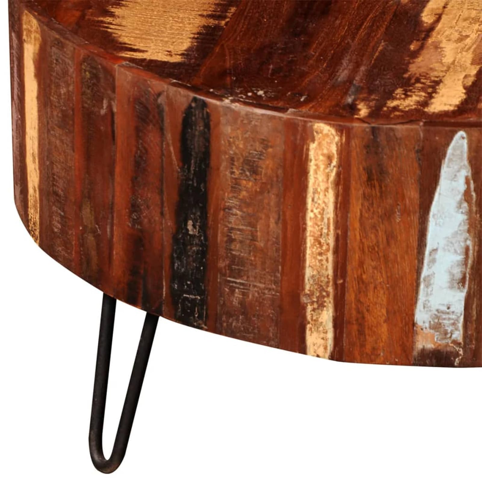 Homgoday Table basse ronde en bois recyclé massif pour salon, salle de réception d'invités, chambre à coucher et mobilier de bureau