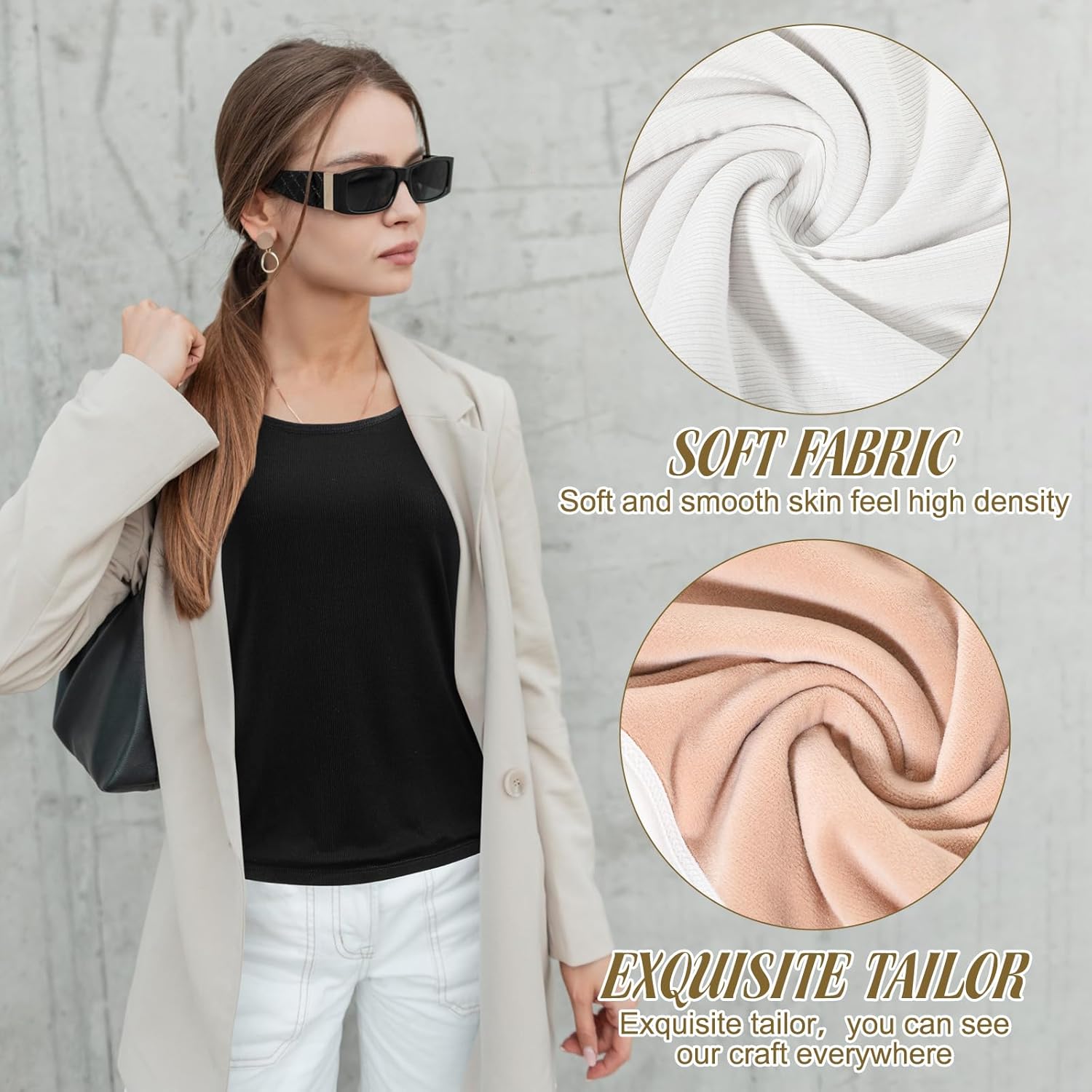 Women Thermal Tank Top - Loose Fit Plus Size Thick Warm Sleeveless Warm Fleece Lined Camis Underwear Top Base Layer - Image 4