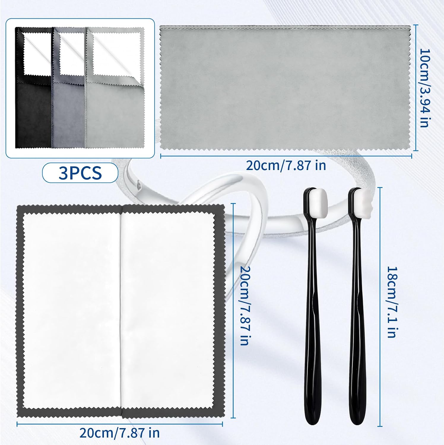 CllyCnny 3pcs Jewelry Cleaning Cloth, Multi-Layer Silver Polishing Cloth, 2 PCS Ultra-Soft Brushes, Jewelry Cleaner Cloth for Sterling Silver, Gold, Platinum, Diamonds, Gemstones, Coins