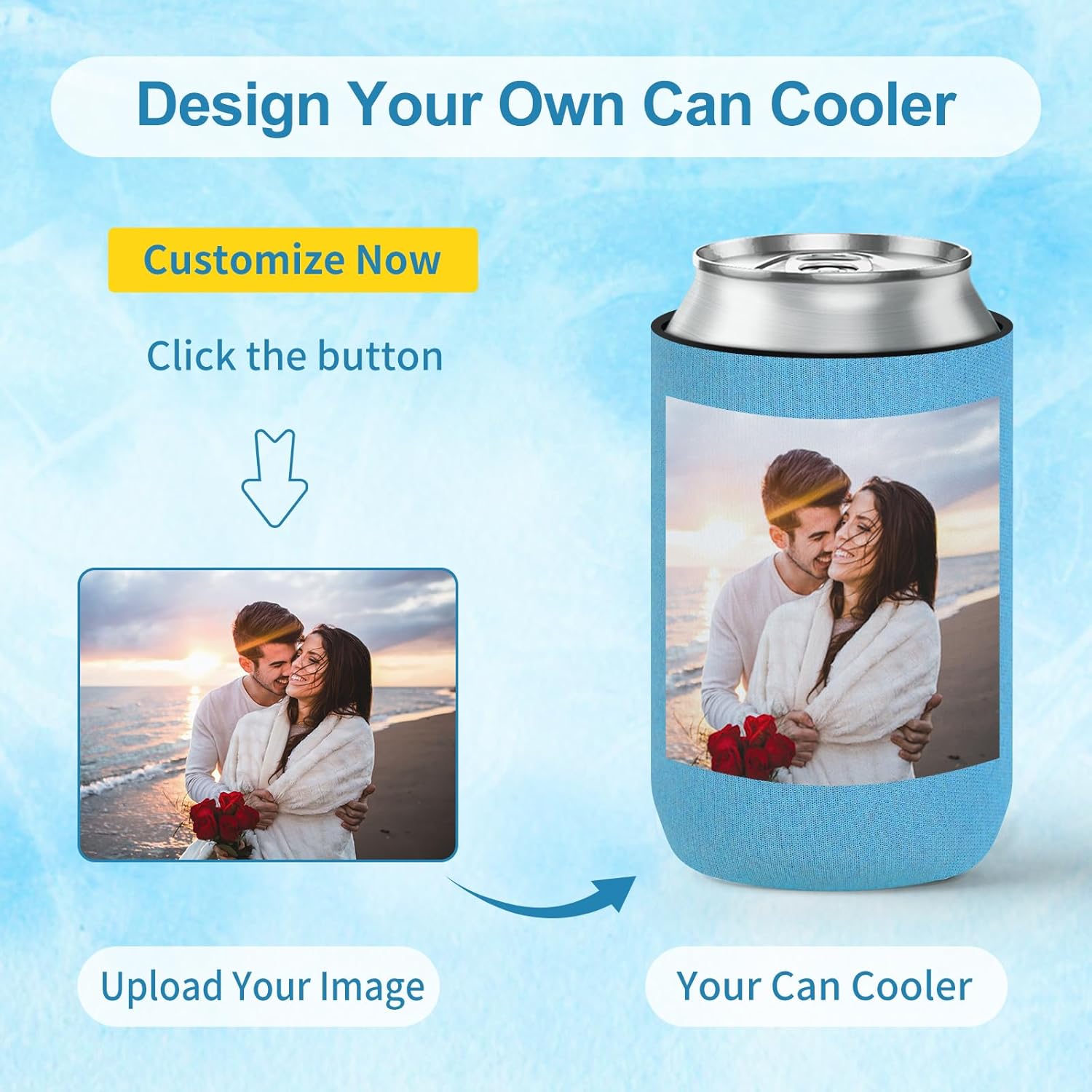 20 Pack Custom Can Cooler Sleeve Bulk Personalized Insulated Beverage Can Coolers with Image Text Logo for Wedding Birthday Picnics Party (White)