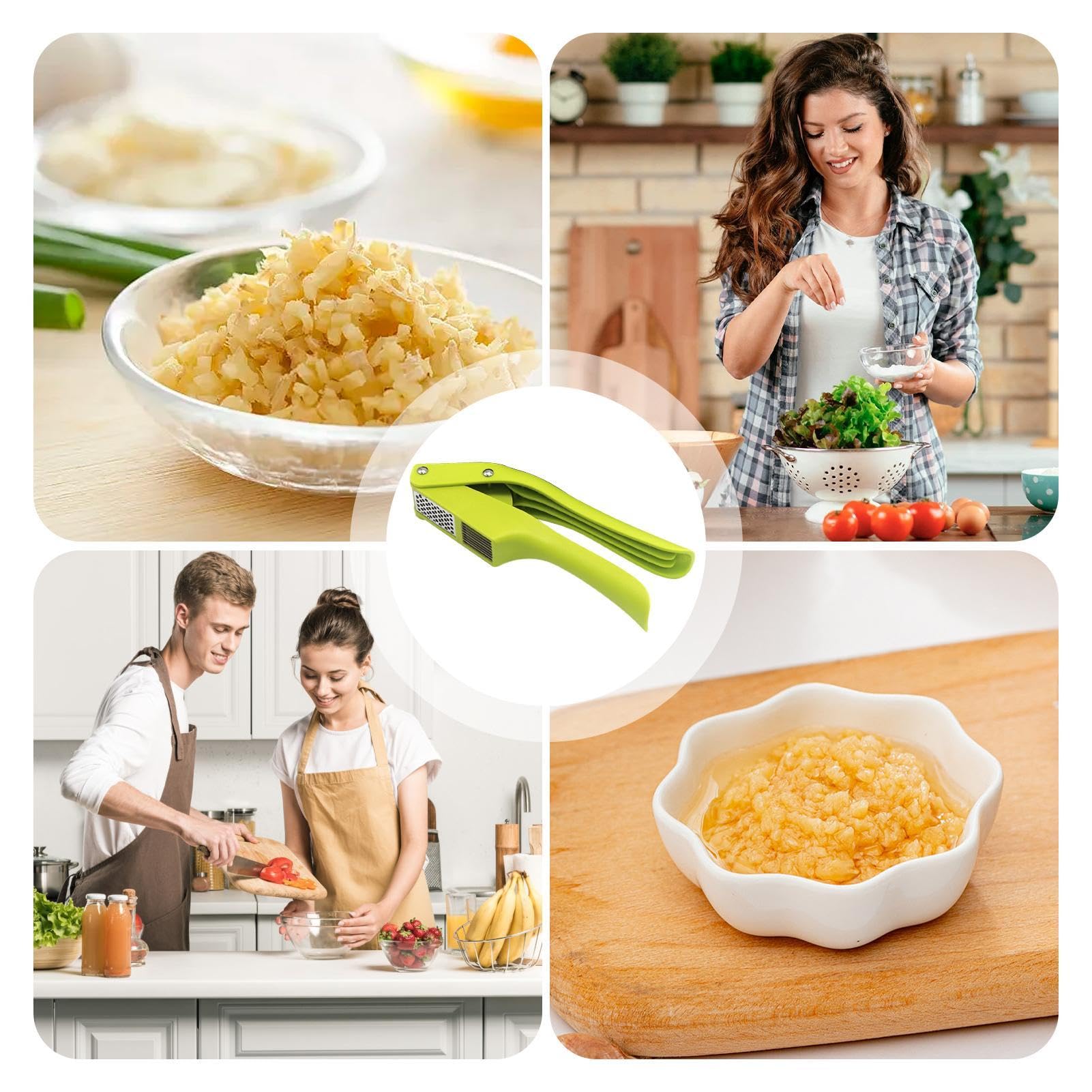 1/2 picadora de ajo, picadora de ajo, herramienta de prensa de jengibre con mango ergonómico, trituradora manual de jengibre de acero inoxidable, herramienta profesional para frutos secos, semillas | con mango ergonómico, trituradora manual de jengibre de