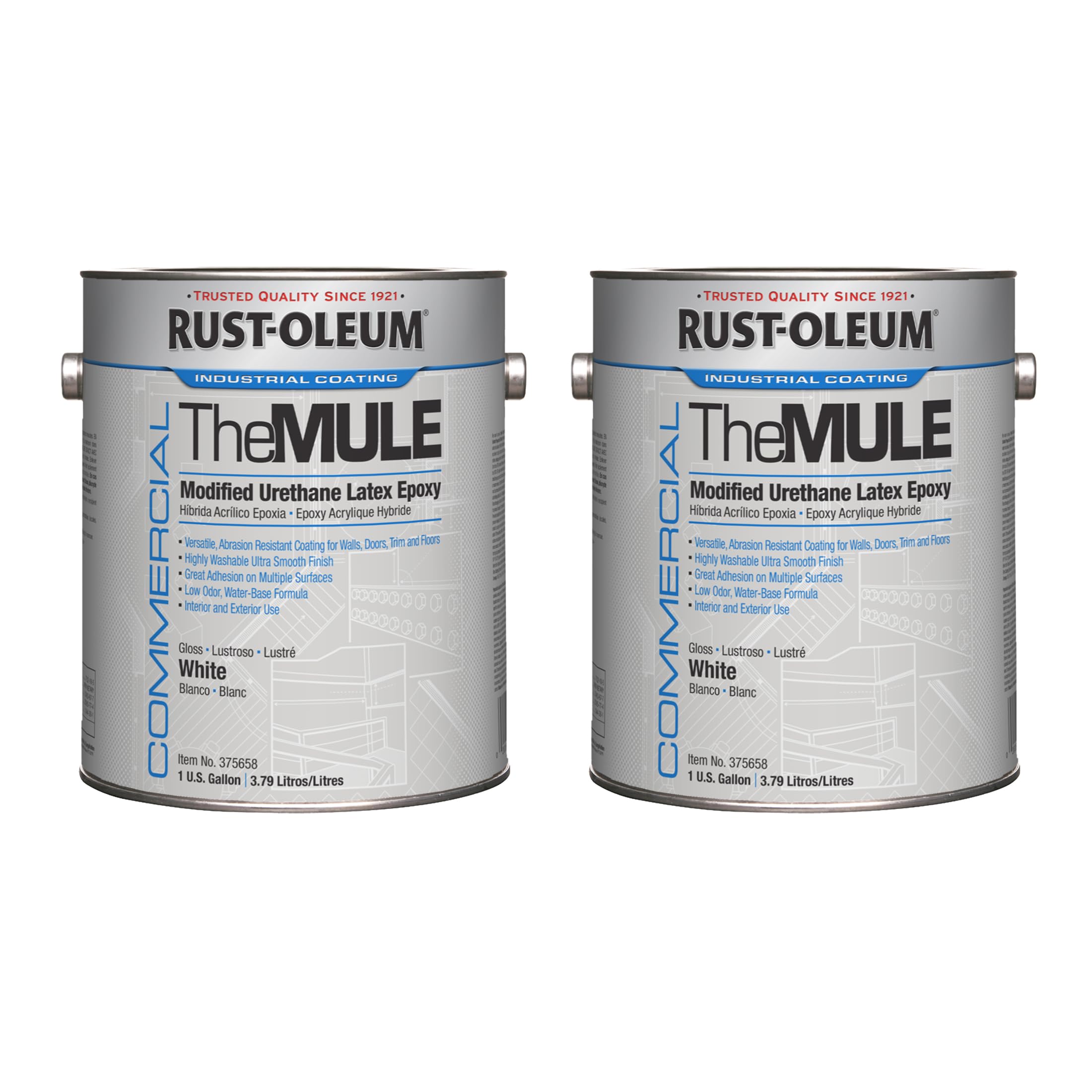 Rust-Oleum 375658-2PK The MULE Modified Urethane Latex Epoxy, Gallon, Gloss White, 2 Pack