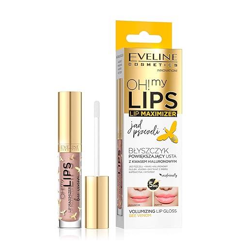 Eveline Cosmetics Oh! My Lips Lipgloss Dickere Lippen mit Hyaluronsäure und Bienengift | 4,5 ml | Lip Plumper für Mehr Volumen | Vollere Lippen | Lippenpflege | Seidenglanz