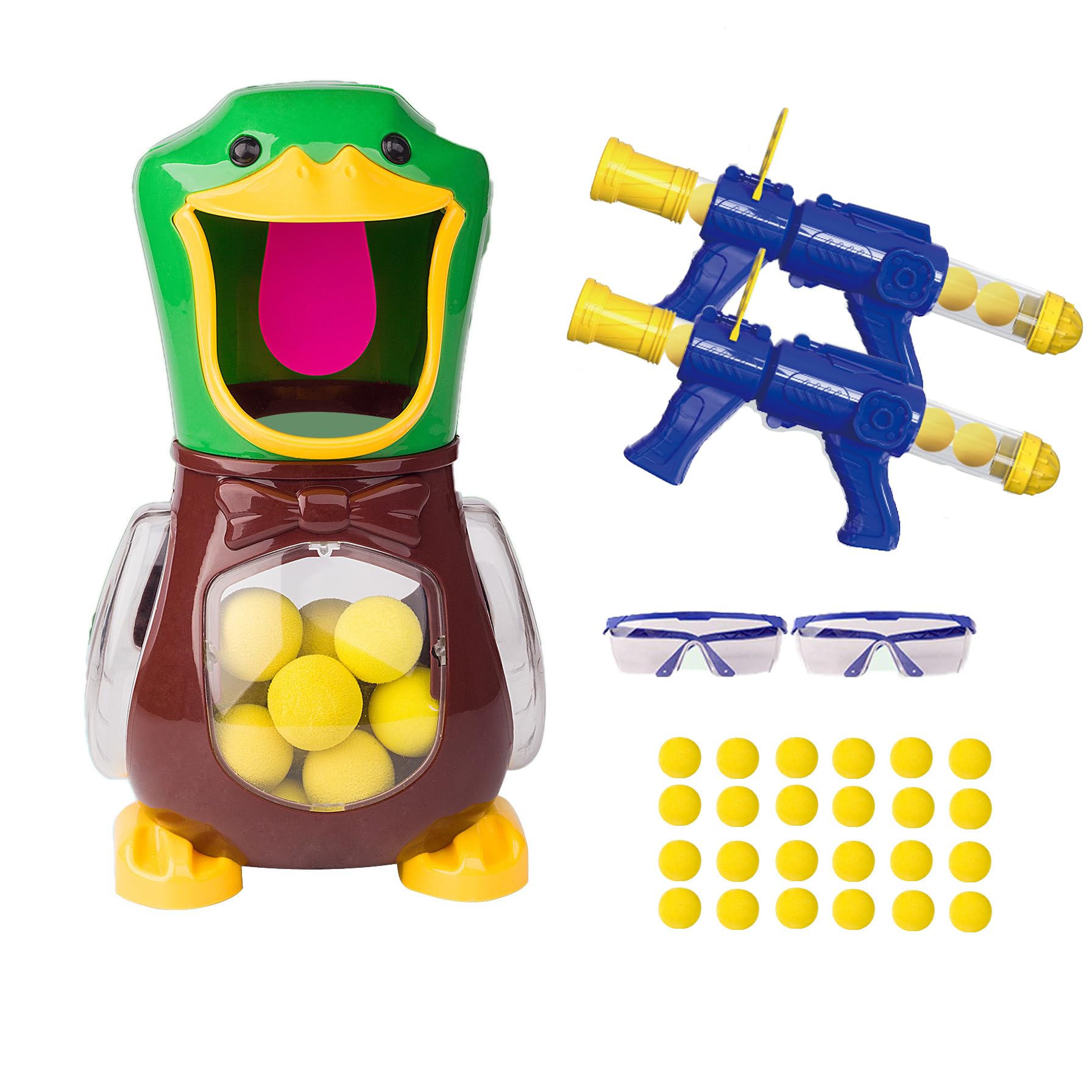 XSDY hungry duck shooting game,Kids Target Shooting Games Air Pump Gun, Shooting Game Toys,Two guns and 24 balls.Outdoor Garden Scoring Battling Toys Gifts for Boys Girls (simplified version)