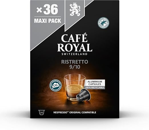 Café Royal Ristretto 36 Capsules for Nespresso Coffee Machine - 9/10  Intensity - UTZ certified Coffee Capsules recyclable Aluminium :  Amazon.co.uk: Grocery
