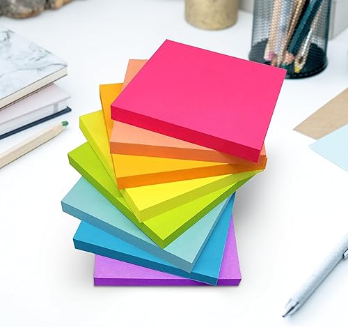 Notas adhesivas de 3 x 3 pulgadas, almohadillas autoadhesivas de colores brillantes, fáciles de publicar para el hogar, oficina, cuaderno, 82
