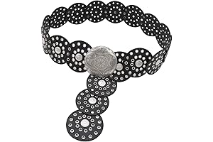 Holographic Hollow Disc Belt - Western Style Exaggerated Cowboy Wide Disc Belt