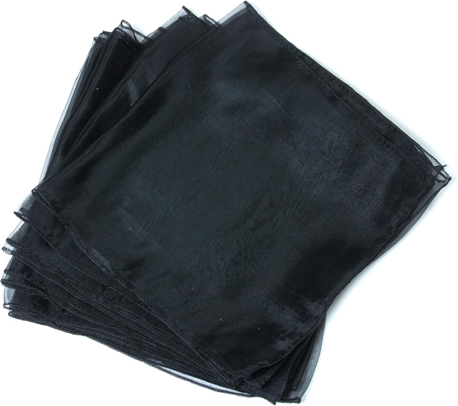 MDS 10 Pack Organza Table Runner 12 x 108 inch Long Premium Table Runners for Wedding Party, Events Decoration, Banquets Decorations, Bright and Smooth Silk Fabric Party Table Runner- Black