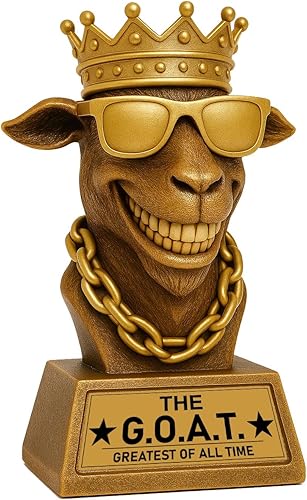 Bambluby Goat Trophy – 7" G.O.A.T. Resin Award for Fantasy Football, Office Desk, Best Player Trophy