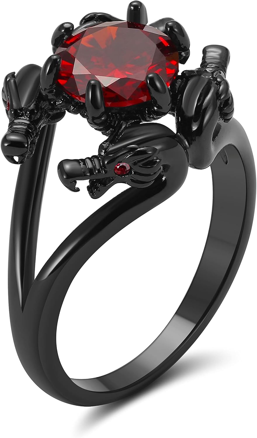 Dragon Claw Black Engagement Ring for Women by Ginger Lyne | 2 Ct Simulated Black Diamond Rings for Her Gothic Promise Bridal for Wife or Girlfriend