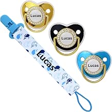 4Pcs, Personalized Pacifier with Name, Custom Pacifier Clip, Baby Gift for Newborn Boys and Girls, Accessory Baby Stuff with Name 0-6 Months Whale