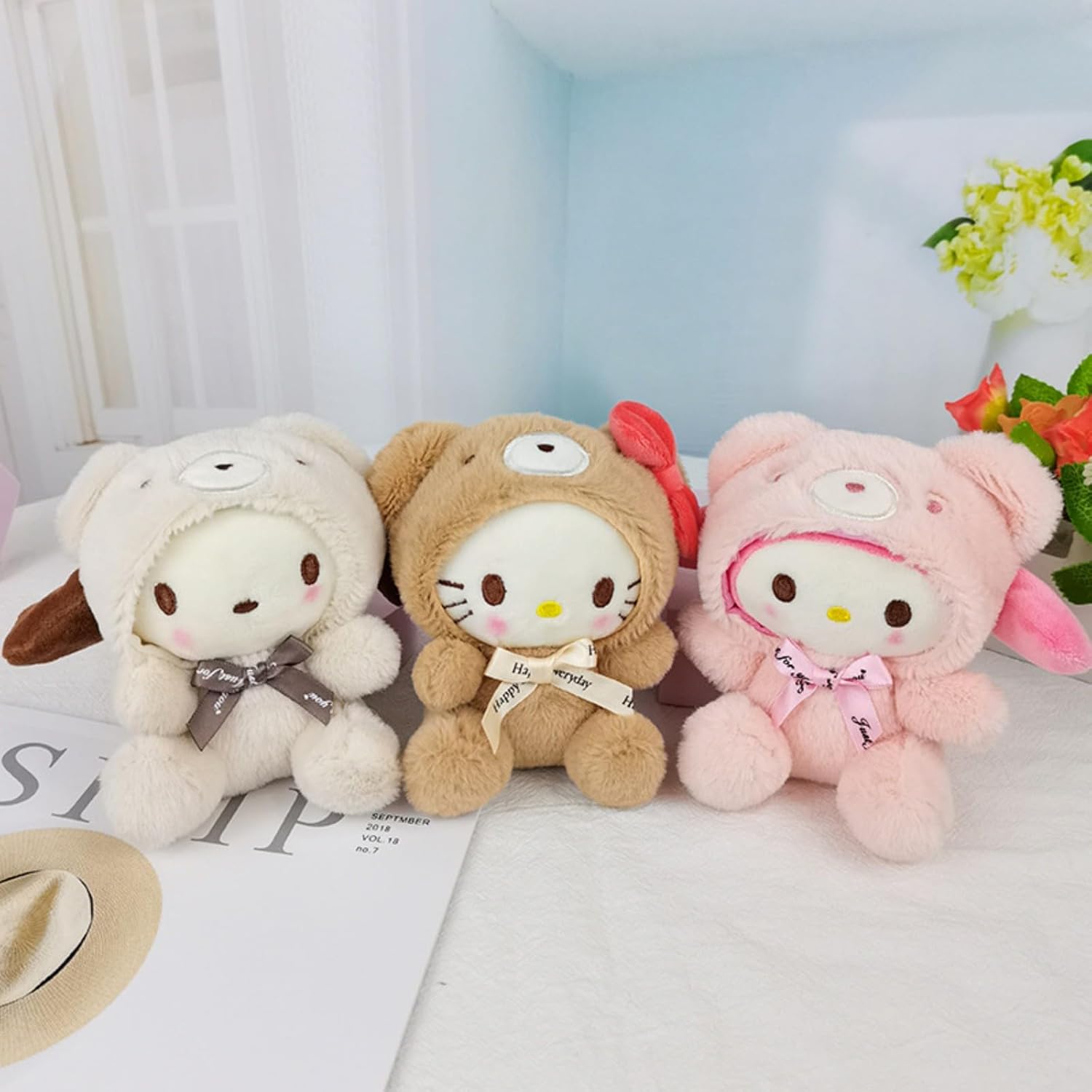 Cartoon Bag Charms Cute Plush Keychain for Women Girls, 5" Soft Backpack Key Chain Cute Stuffed Animals Bag Keychain