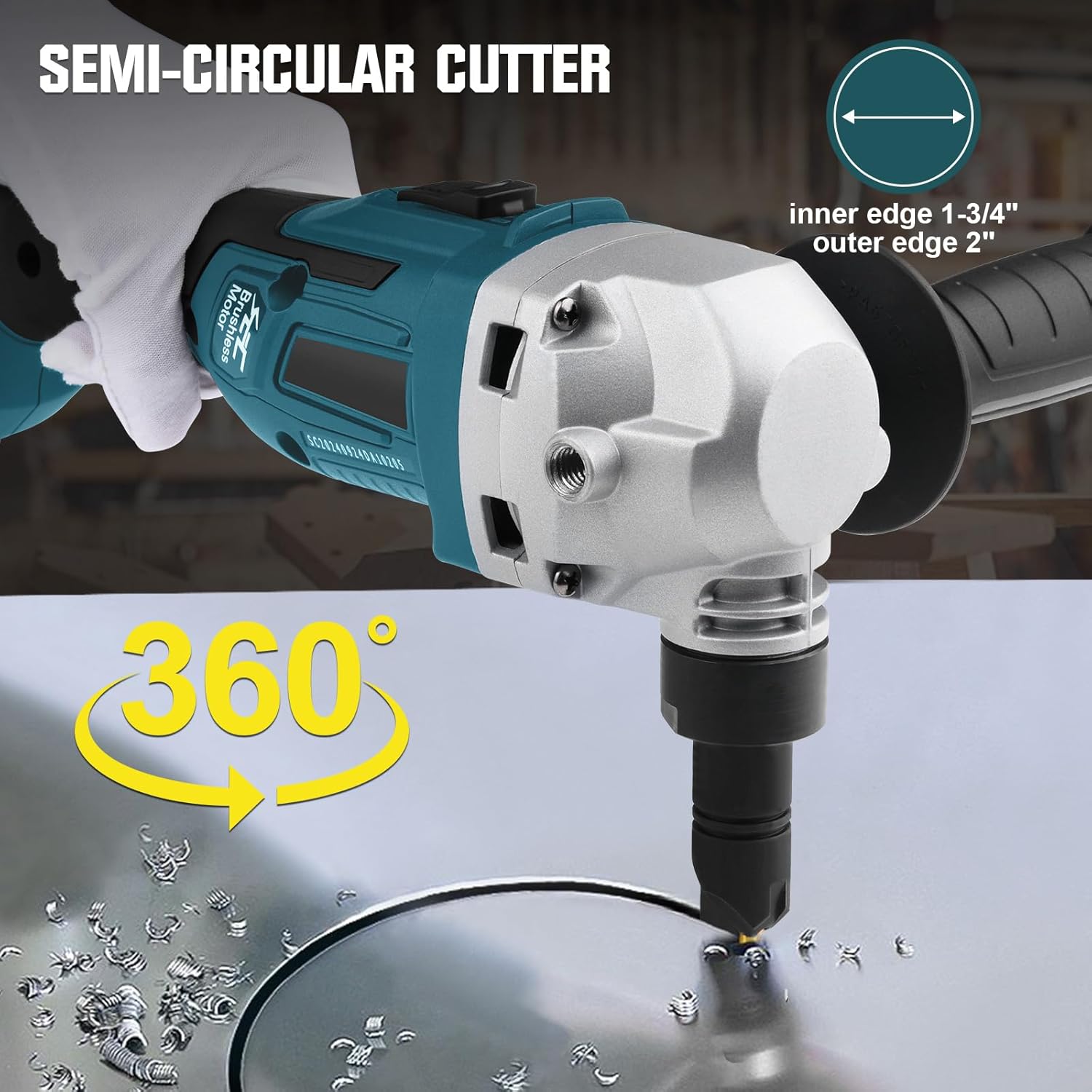 Cordless Metal Nibbler for Makita 18V Battery, 800W Sheet Steel Cutter with 2200RPM Brushless Motor, 360 Degree Rotating Blades for Cutting Stainless Steel, Aluminium, Plastic (Battery not Included)