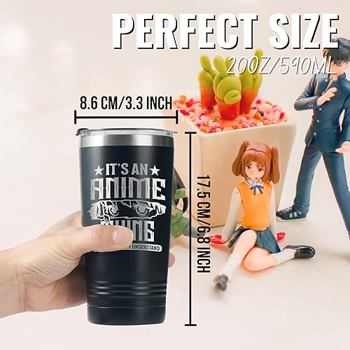 Miniatura 3 de Onebttl Regalos de anime para hombres, mujeres y niños, vasos de acero inoxidable con aislamiento al vacío de doble pared de 20 onzas, regalos de
