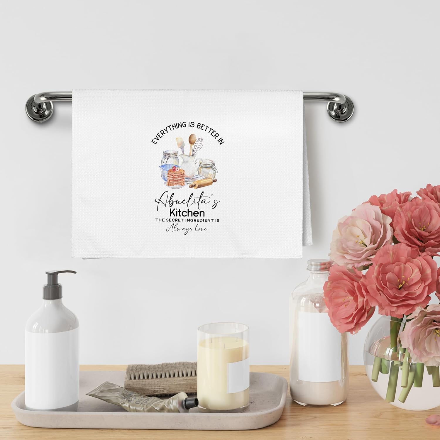 Abuelita's Kitchen Towels Gifts, Best Grandma Abuelita Gifts in Spanish for Christmas from Grandson Grandkids Granddaughter, Grandma Dish Hand Tea Towels for Bathroom Kitchen, 16x24 Inch - Image 3