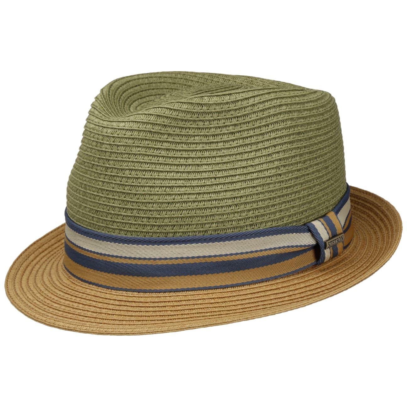 Stetson Licano Toyo Trilby Straw Hat Men UV Protection 40+ Two-Tone Brim Fedora Spring Summer Khaki