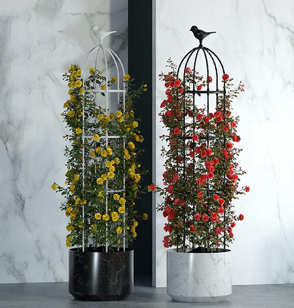 Garden Obelisk for Climbing Plants, 6Ft-10.8Ft Rose Arbor Indoor Outdoor - Bird Decoration Tower Obelisk Trellis, Potted Plant Support Stand