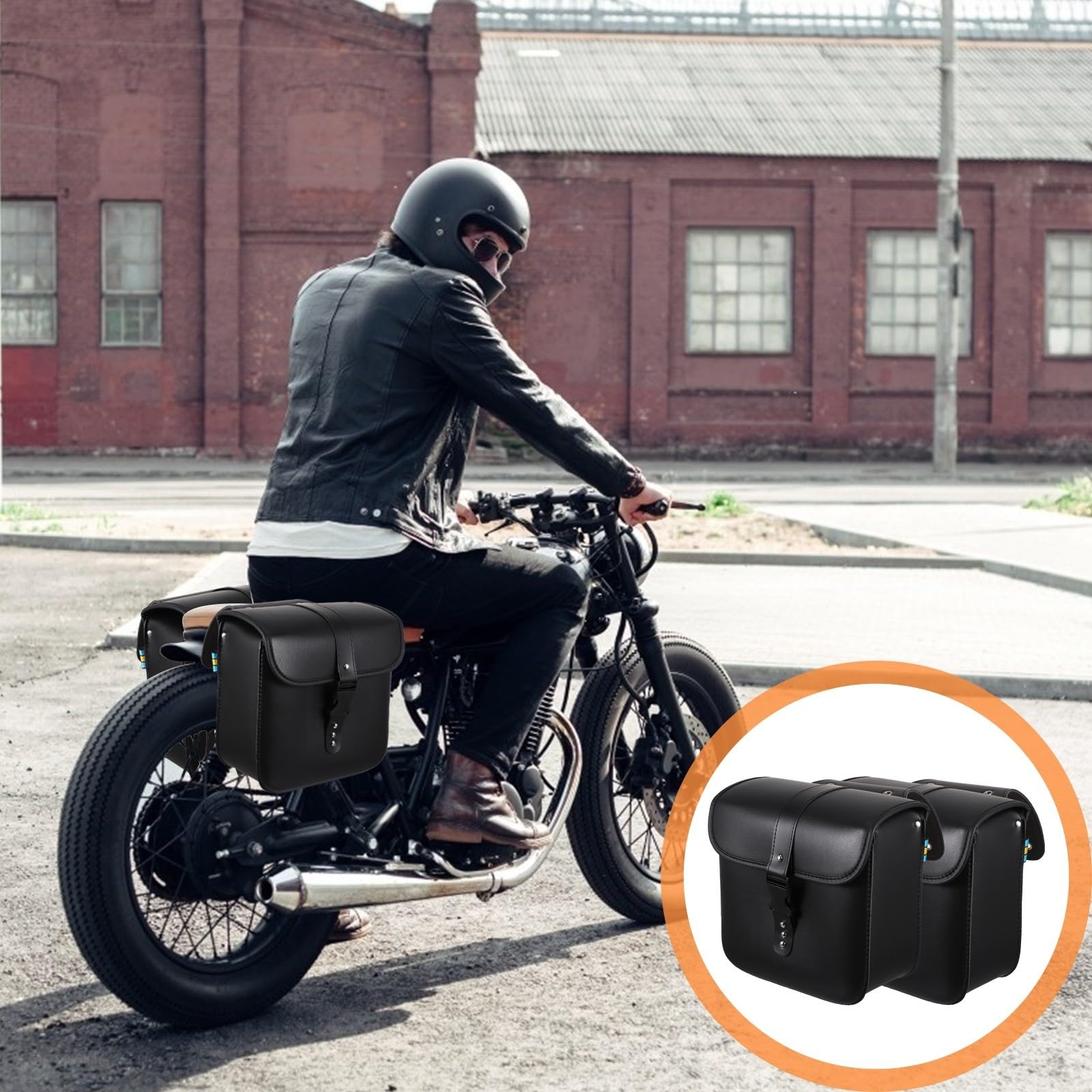 Borsa Laterale per Moto, Borsa Modifica, Pu Nero, Corda | Resistente All'usura, Portatile e Facile da Pulire, per Moto, Uso Laterale, Stile Custom