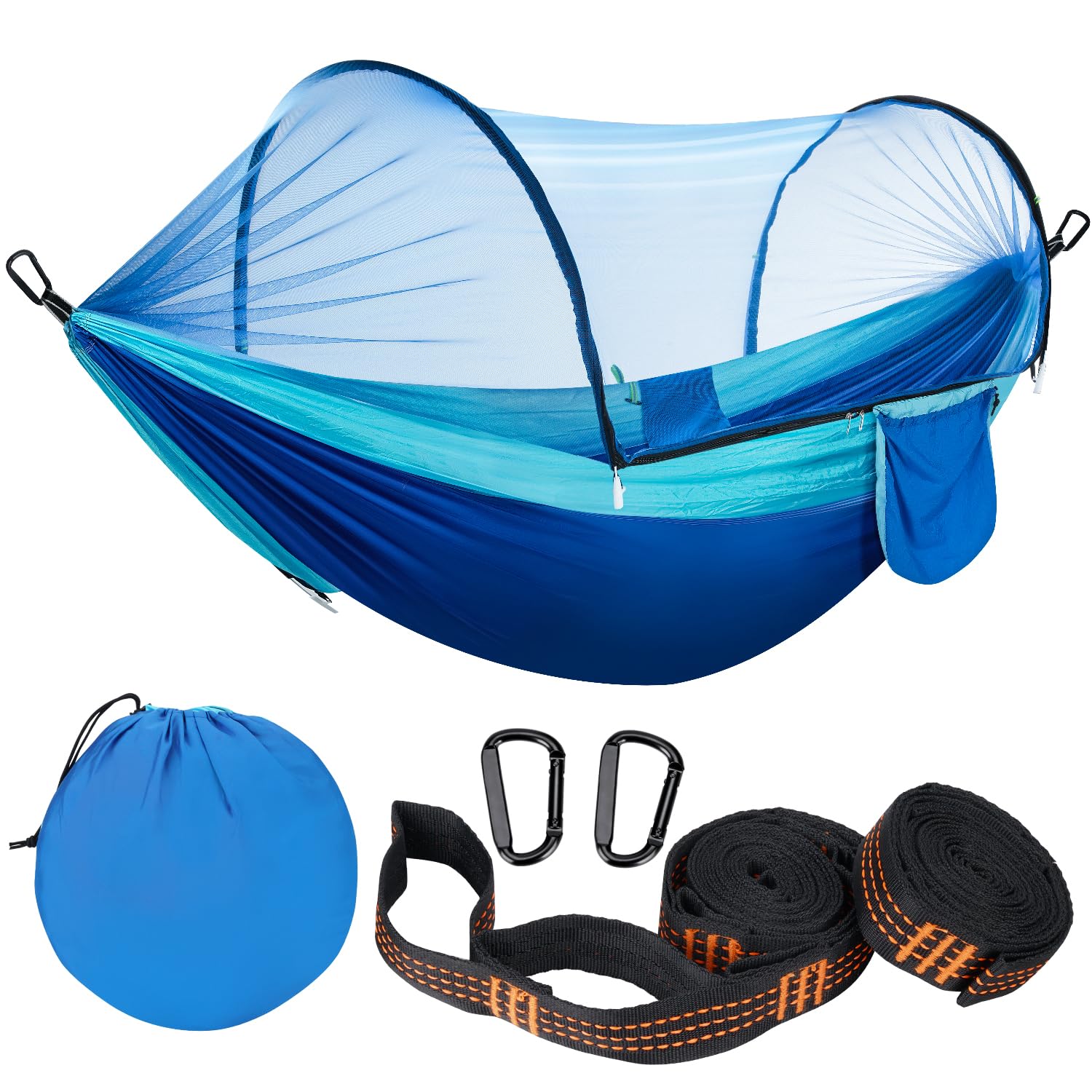 Ultralight Outdoor Hammock with Mosquito Net 300 kg Load Capacity Travel Hammock Camping Breathable Quick-Drying Portable Parachute Nylon Hammock for Backpacking, Hiking, Garden
