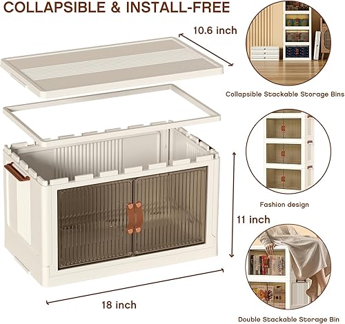 Miniatura 2 de Contenedores de almacenamiento apilables con tapas y puertas, paquete de 1 paquete de 32 cuartos de galón, organizadores y almacenamiento de