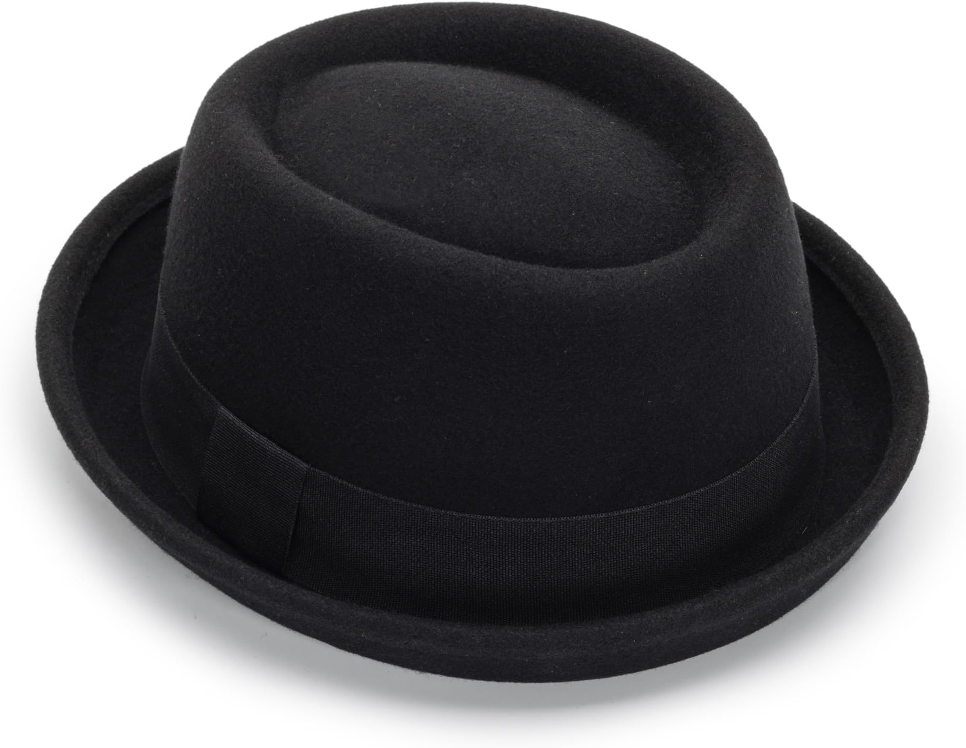 Mens-Pork-Pie-Hat Flat-Top-Bowler-Hat Wool-Fedora-Hat for Women(S/M)