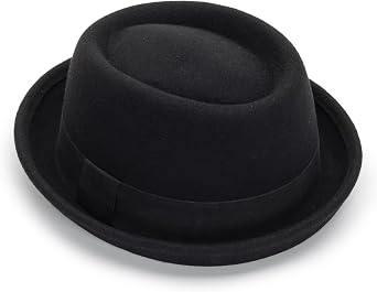 Mens-Pork-Pie-Hat Flat-Top-Bowler-Hat Wool-Fedora-Hat for WomenS/M