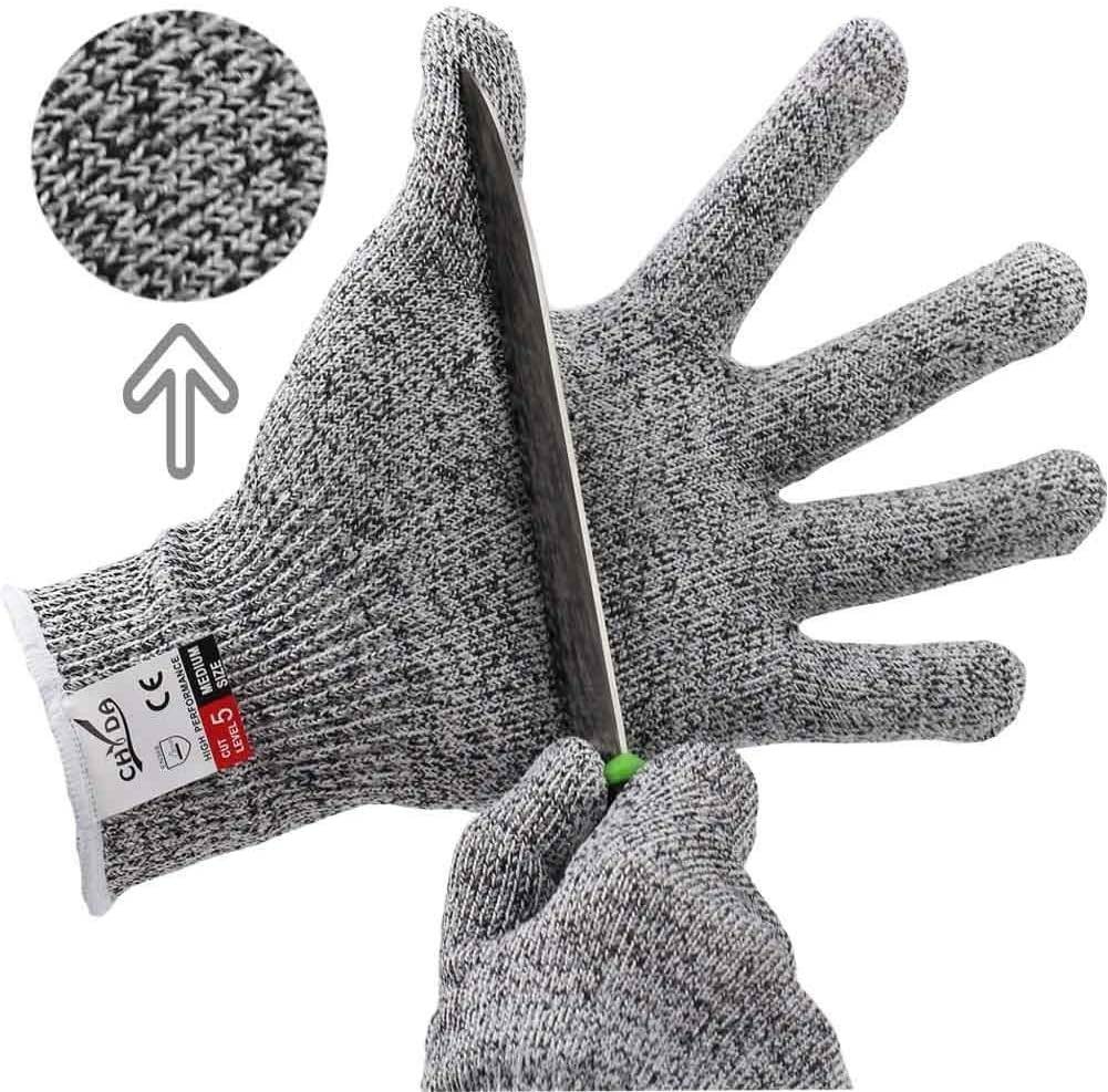 Cut Resistant Gloves - Anti Cutting High Performance Level 5 Protection Food Grade Certified Kitchen and Work Safety Lightweight Breathable Size Medium