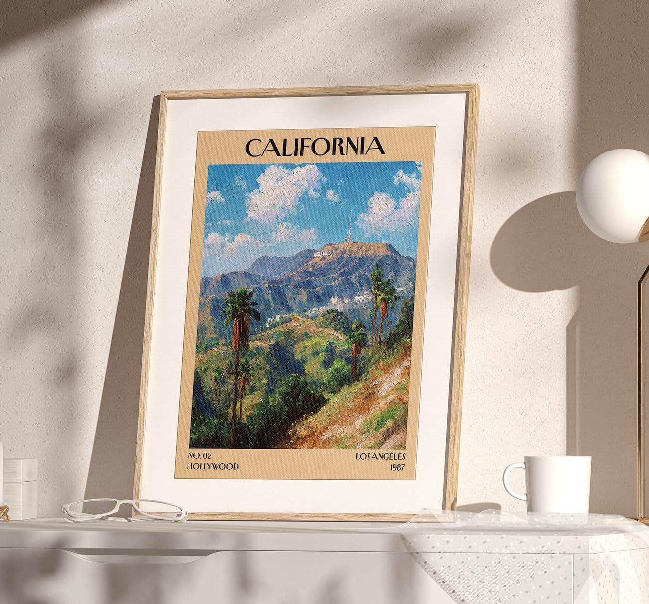 K&L DESIGN CO. Retro Vintage Hollywood Sign California Wall Art Print, Los Angeles California Poster image 3