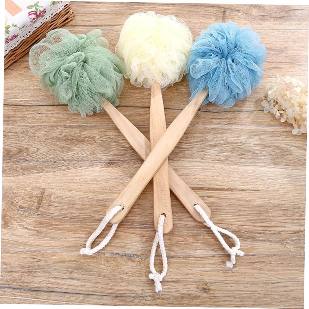 Homoyoyo 3 piezas Cepillo de Baño con Mango Esponja Exfoliante de Nylon para Ducha Accesorio Baño Cómodo y Ergonómico Limpieza Eficaz Piel y Circulación