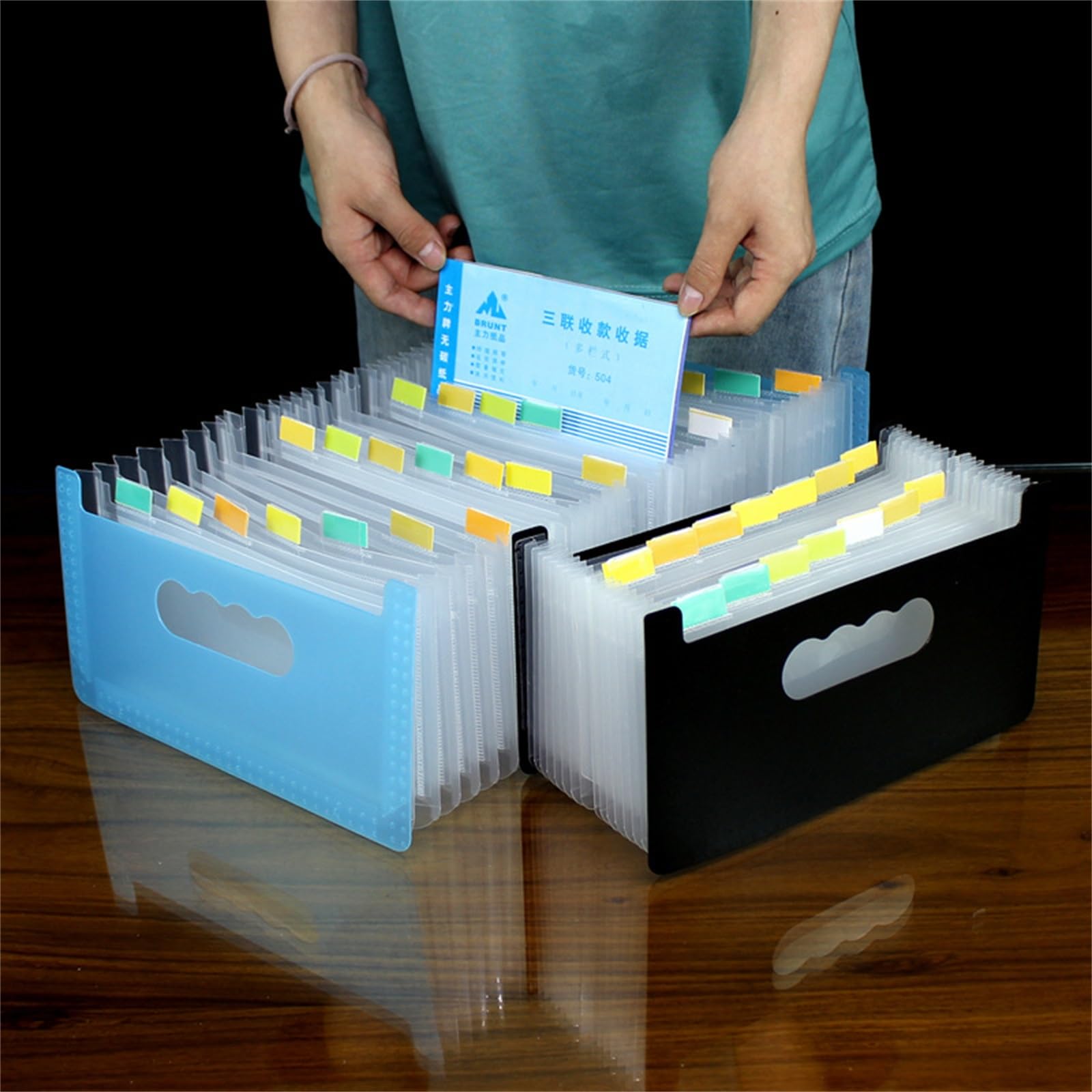 Carpeta de Archivos Expandible A4 Bolsa de órgano A6 pie, carpeta multicapa, pequeña bolsa almacenamiento documentos individuales para la Escuela(Azul)