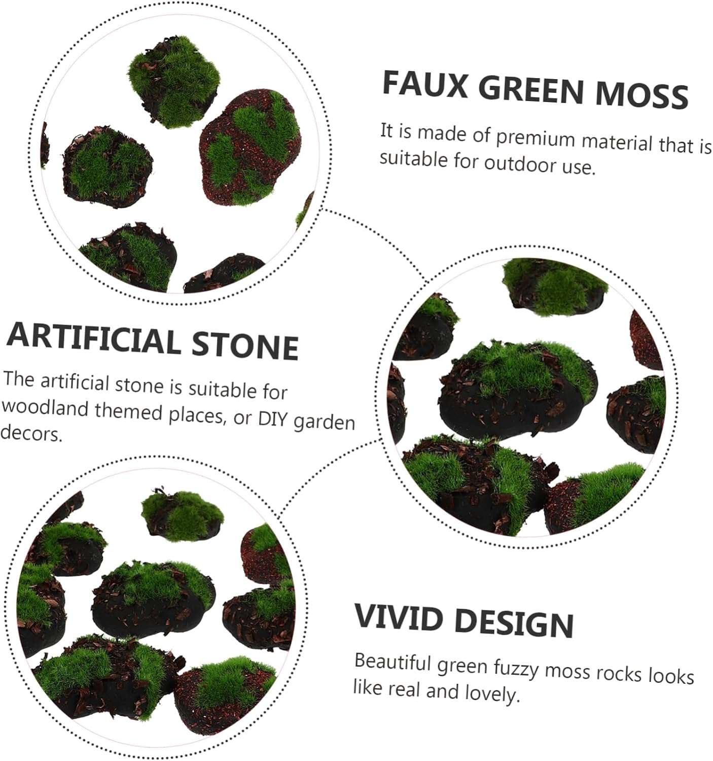 JEWEDECO 16Pcs Simulated Moss Stone Decorative Ornaments for Floral Arranging Lightweight Faux Stones for Succulent Pots Garden Decor Woodland Themed DIY Projects Premium Quality Material