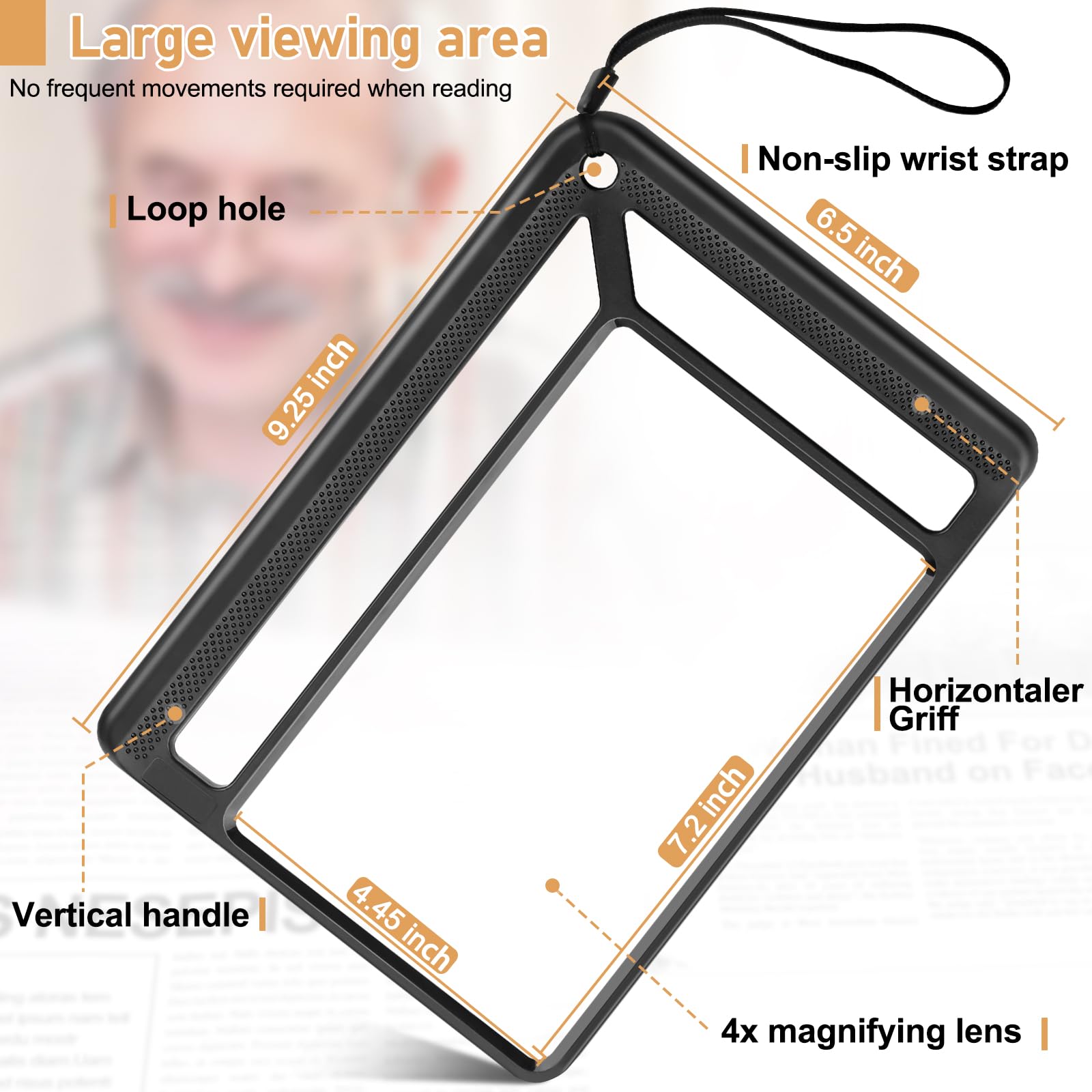Tobegiga 5X Full Page Magnifying Glass for Reading Lightweight Rectangular Magnifier Provides Large Book Page Viewing Area - Image 4