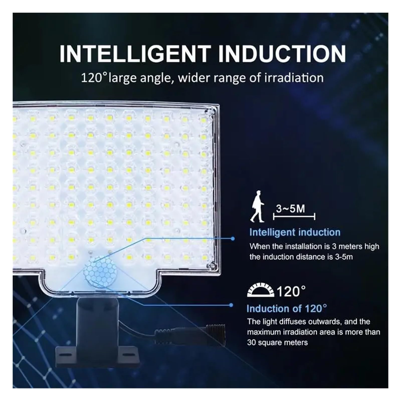 Lampa solarna zewnętrzna, 118LED Zewnętrzna lampa ścienna solarna z czujnikiem ruchu, em IP65, wodoodporna, do garażu, na patio, do bezpiecznej lampy ściennej