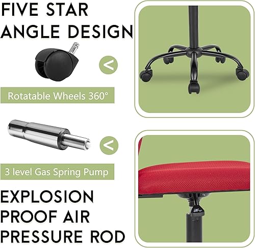 Miniatura 5 de BestOffice Silla Ergonómica de Oficina Silla de Escritorio Silla de Computadora de Malla Sin Brazos con Soporte de Espalda Moderna Silla Giratoria