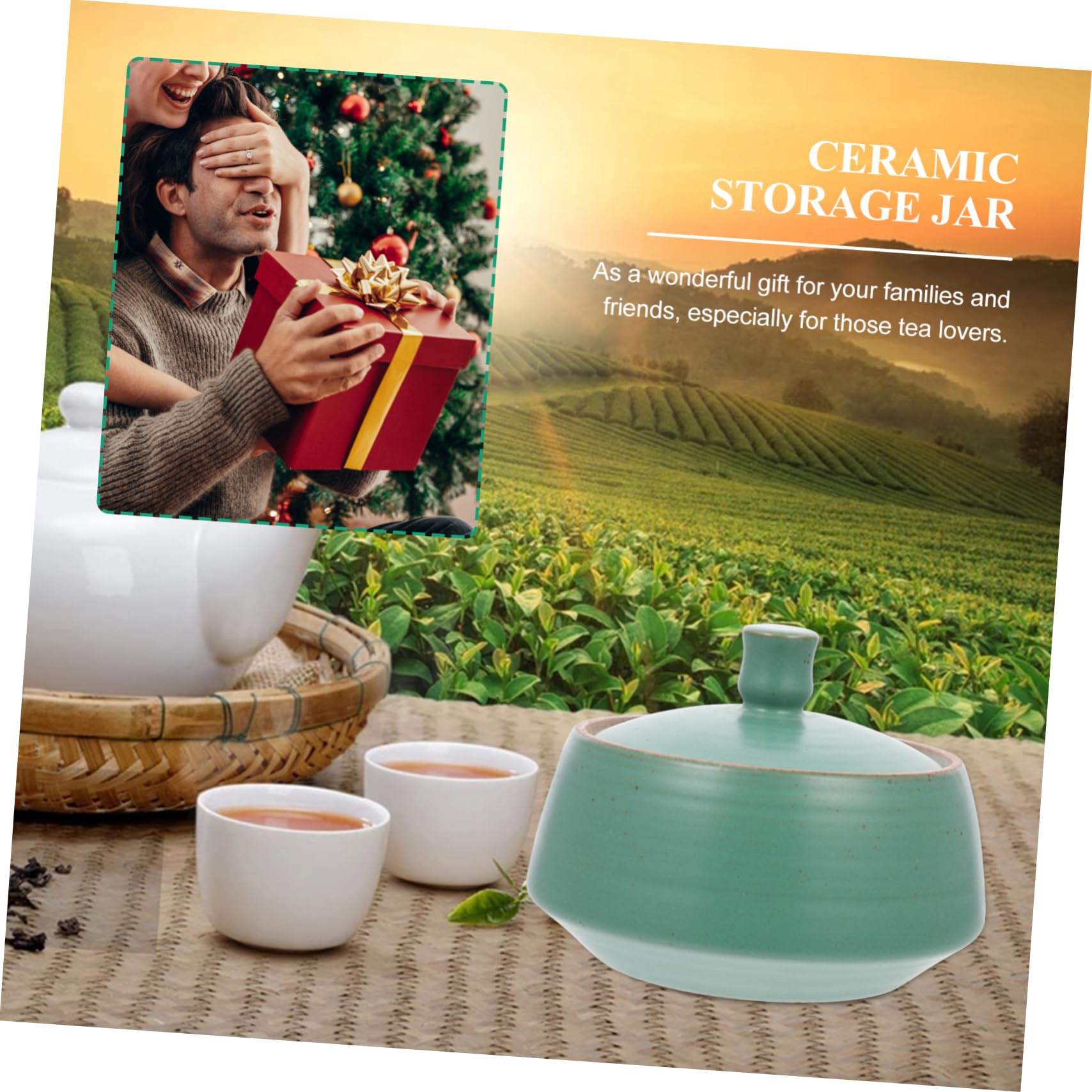 Barattolo Cucina in Ceramica Vintage con Coperchio Ermetico Verde