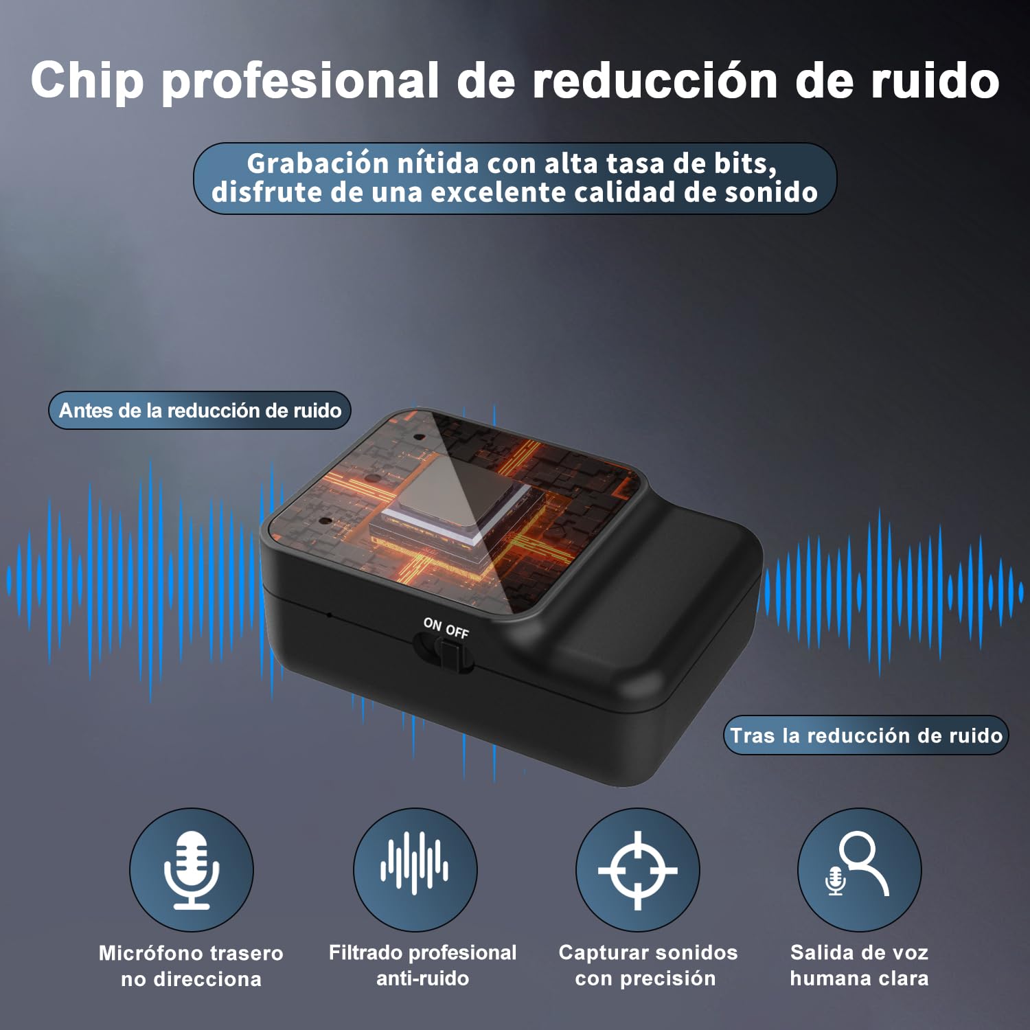 Mini Grabadora de Voz - Portátil Mini Grabadora, Magnética Grabadora de Audio con Auriculares, Reducción de Ruido, Fácil de Usar, Voice Recorder para Trabajo, Estudio, Reuniones, Entrevistas