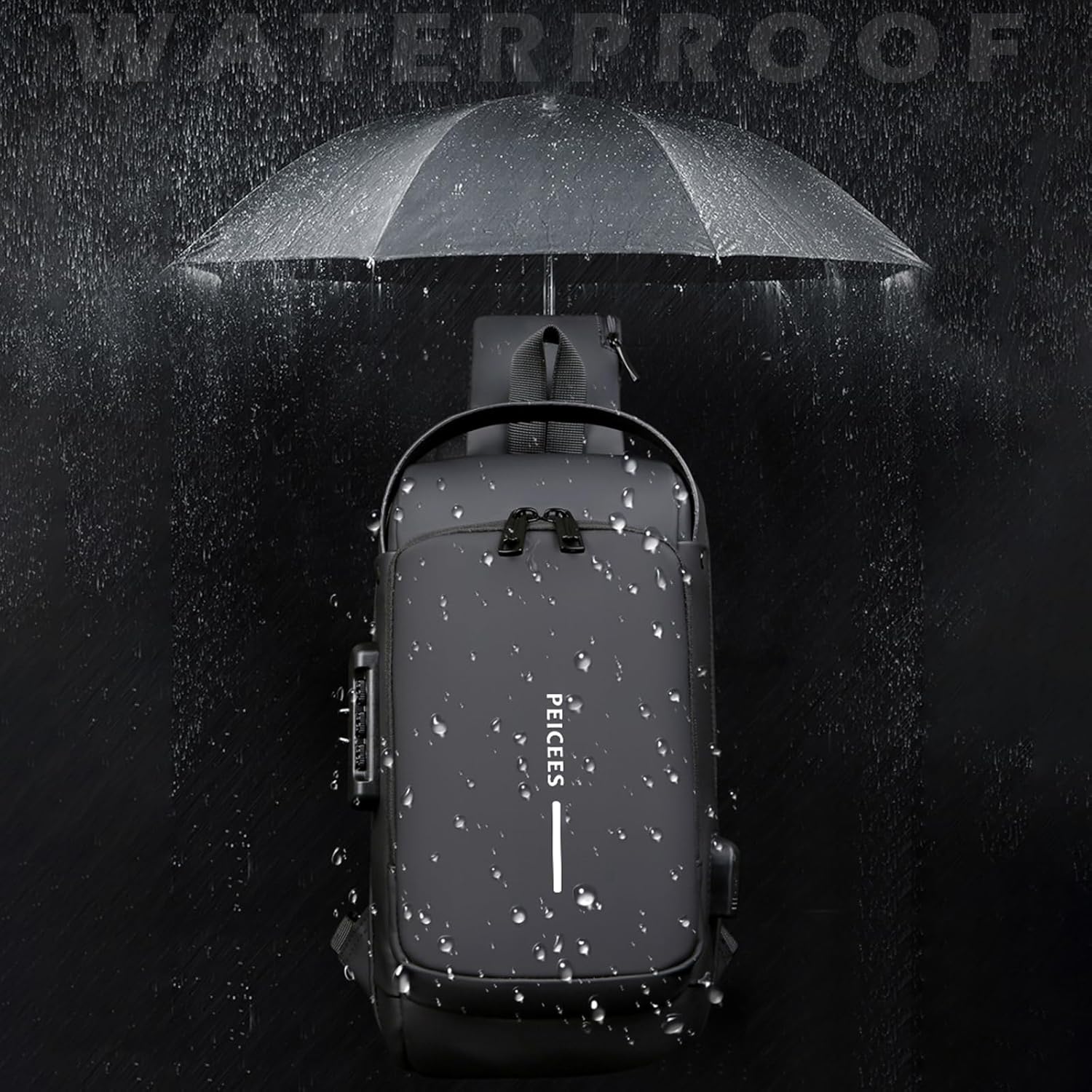 Peicees Mens Crossbody Bag Man Bags Mens Purse Anti-theft Leather Sling Bag Shoulder Bag Chest Bag for Daily Use, Black Black - Image 9