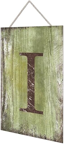 Vista 235 de Letrero colgante de madera con letra J, letrero de madera para decoración del hogar, 26 letras del alfabeto de metal, placa de madera, decoración