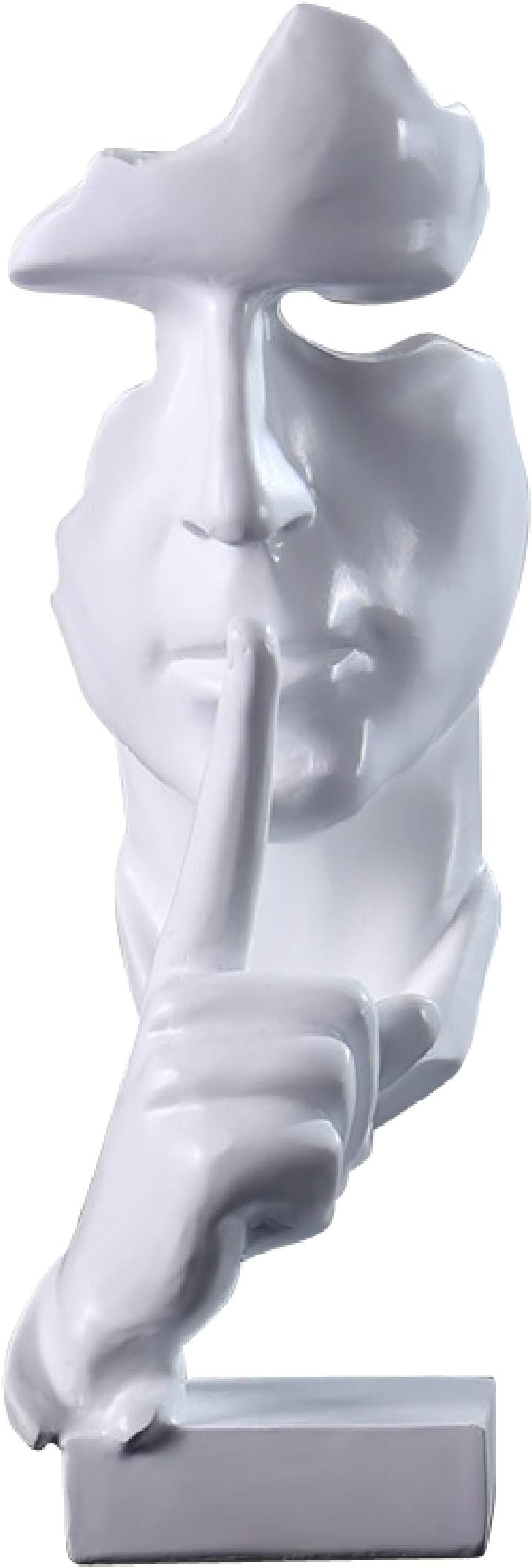 Silence is Golden,Thinker Statue,Keep Silence Statue,Creative Abstract Men Figurine Sculptures,Office Home Decor Figurine Gift-White