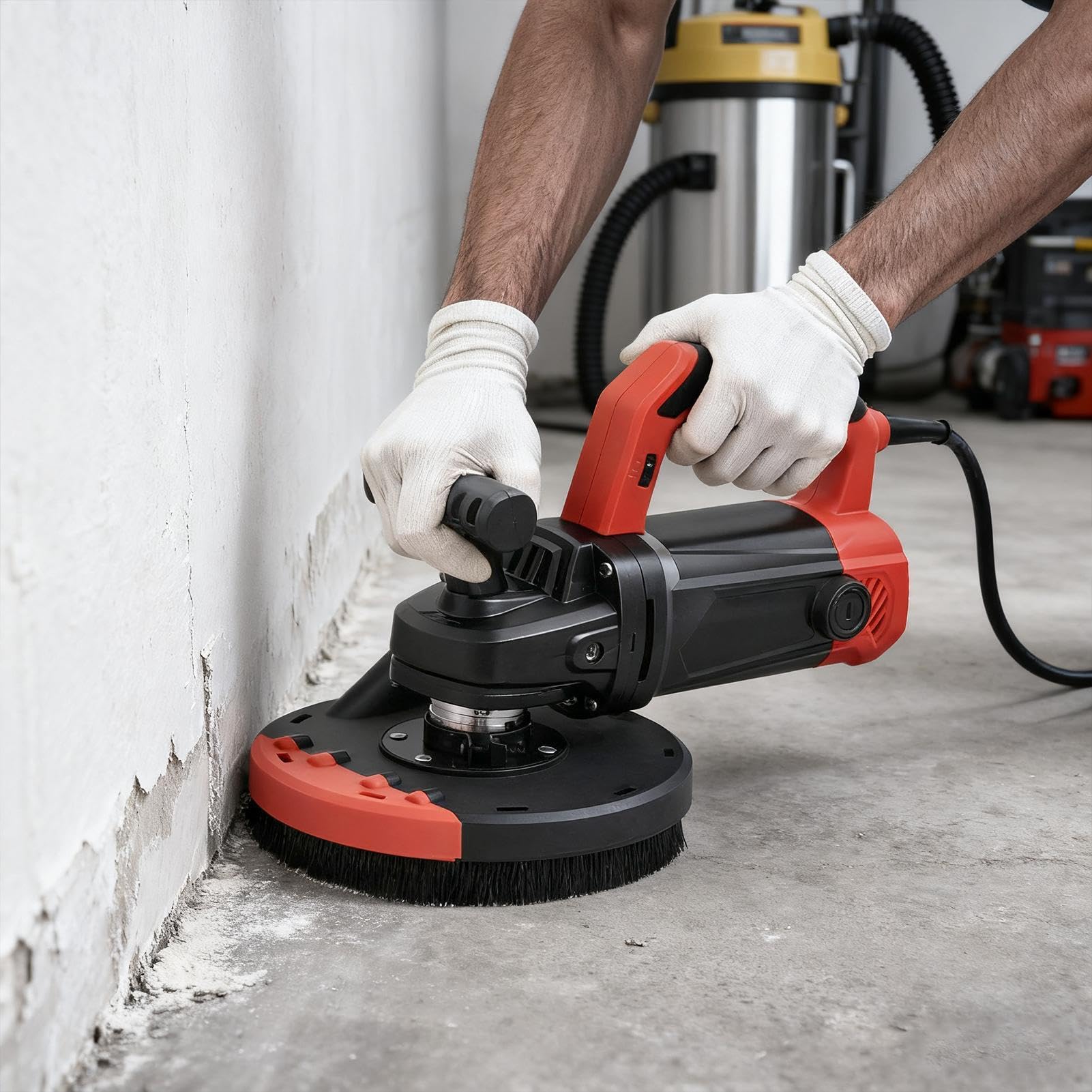 Levigatrice per calcestruzzo, levigatrice per pavimenti, levigatrices multifunzione da 2200 W/150 mm con protezione antipolvere, doppia impugnatura, 6 velocità per calcestruzzo, cemento e pareti