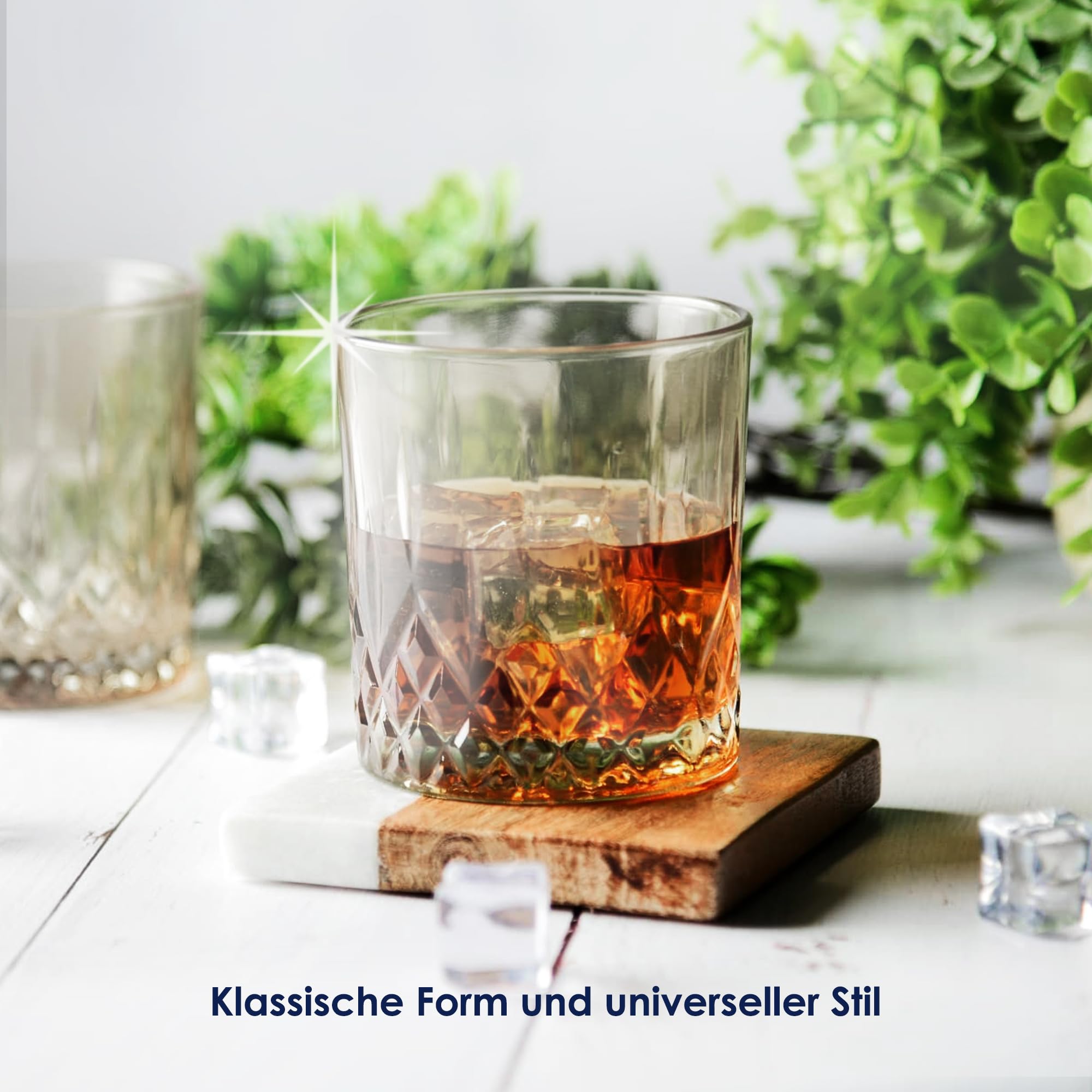 KONZEPT Whisky Gläser Set 12 teillig, Whiskeygläser 280ml, Geriffelte Trinkgläser ideal als Geschenke für Männer