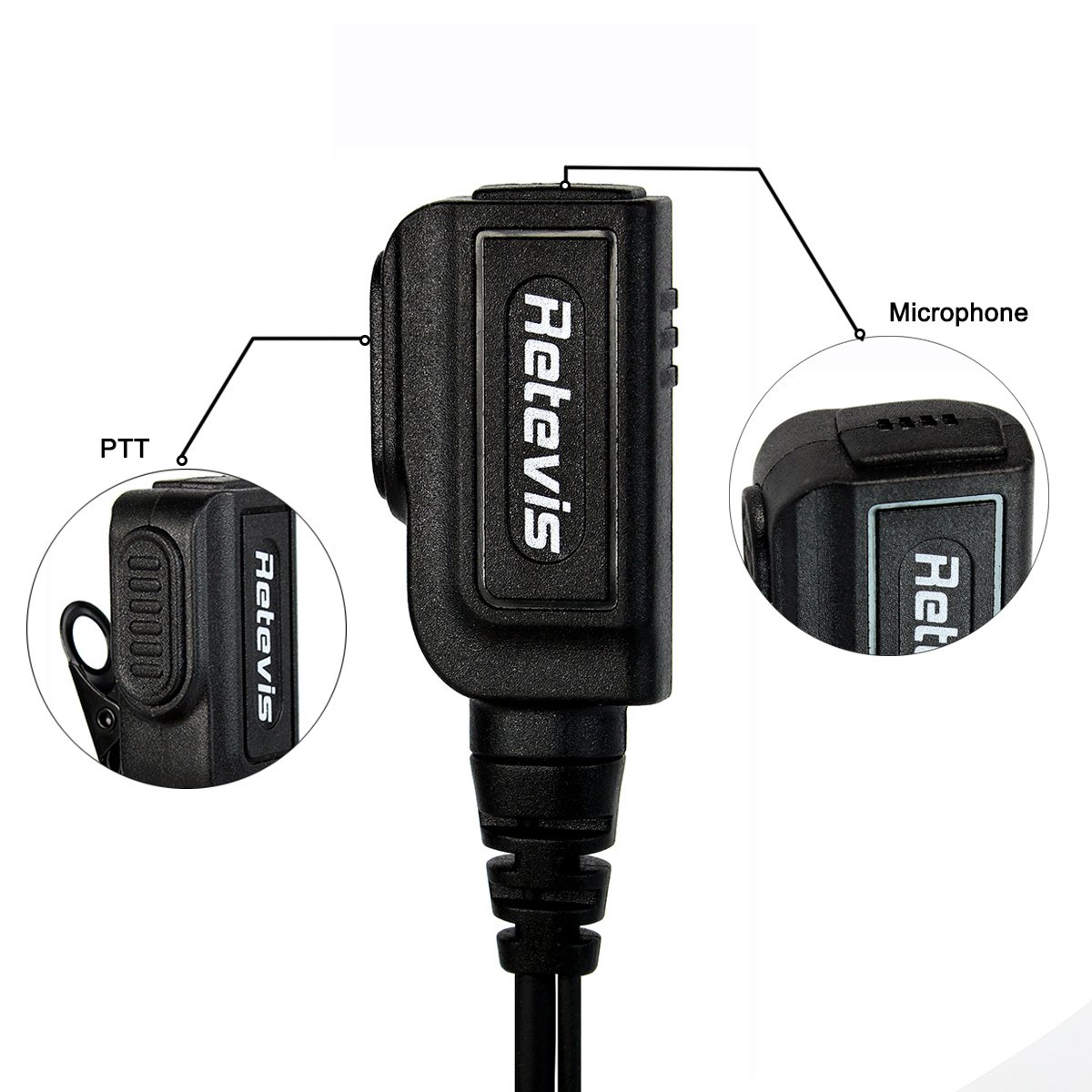 Retevis Walkie Talkie Auriculari, 2 pin G-Tipo Curvetta Auricolare Compatibile RT619 RT24 RT27 Baofeng BF-888S UV-5RV Kenwood Walkie Talkie (2 Pezzi)