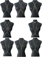 Tornito 6-8Pcs Sexy Gold Tone Body Chains for Women - Handmade Belly Waist Bikini Beach Jewelry Set