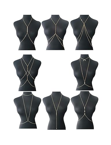 Gold Body Jewelry Chains 8 Pieces