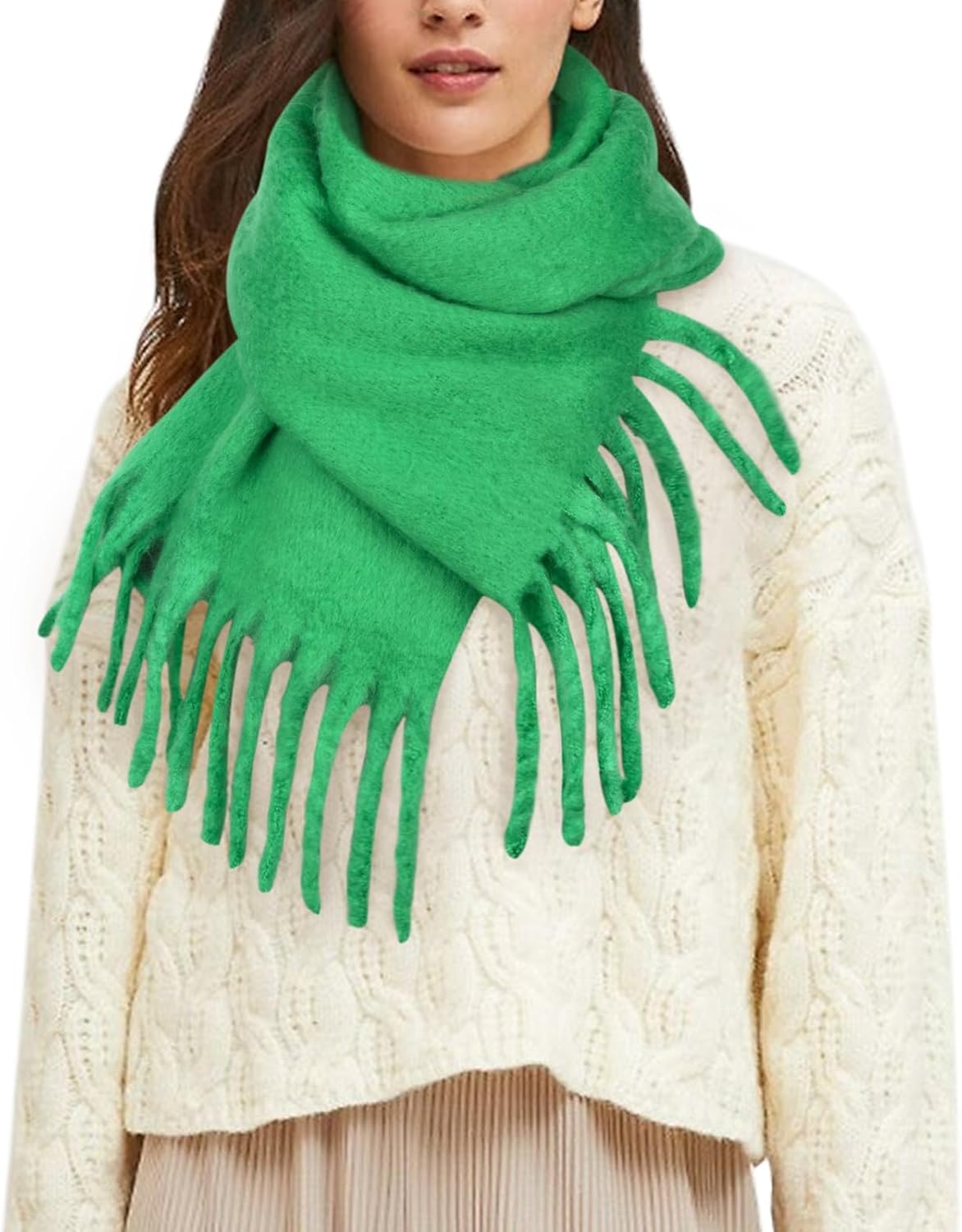 Womens Scarf Winter Big Colorful Checked Thick Warm Soft Scarves Casual Tassel Blanket Scarf - Image 7